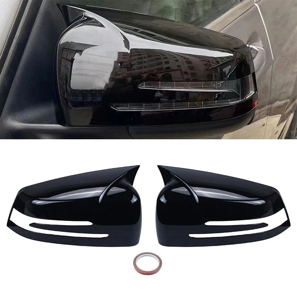 Glossy Black Wing Mirror Cover Cap for Mercedes Benz W204 W176 W212 (2007–2019)