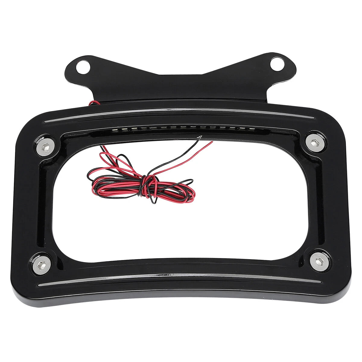 Black Curved License Plate Frame with LED Light for Harley Road King (2004–2023)