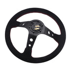 14" Suede Leather Steering Wheel for Racing (Universal Fit)