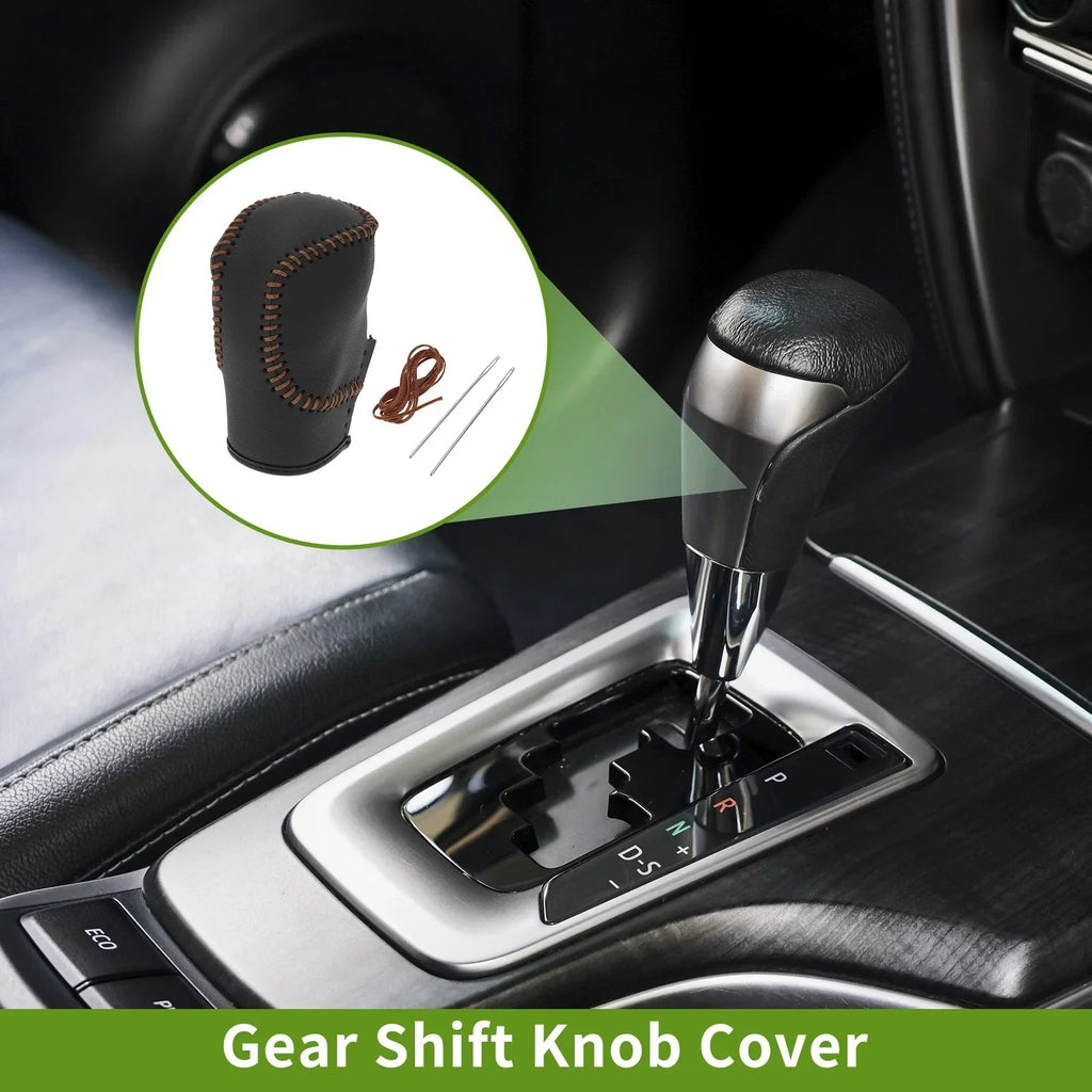 Car Gear Shift Knob Cover Black Brown Faux Leather for Honda Civic (2022-2024)