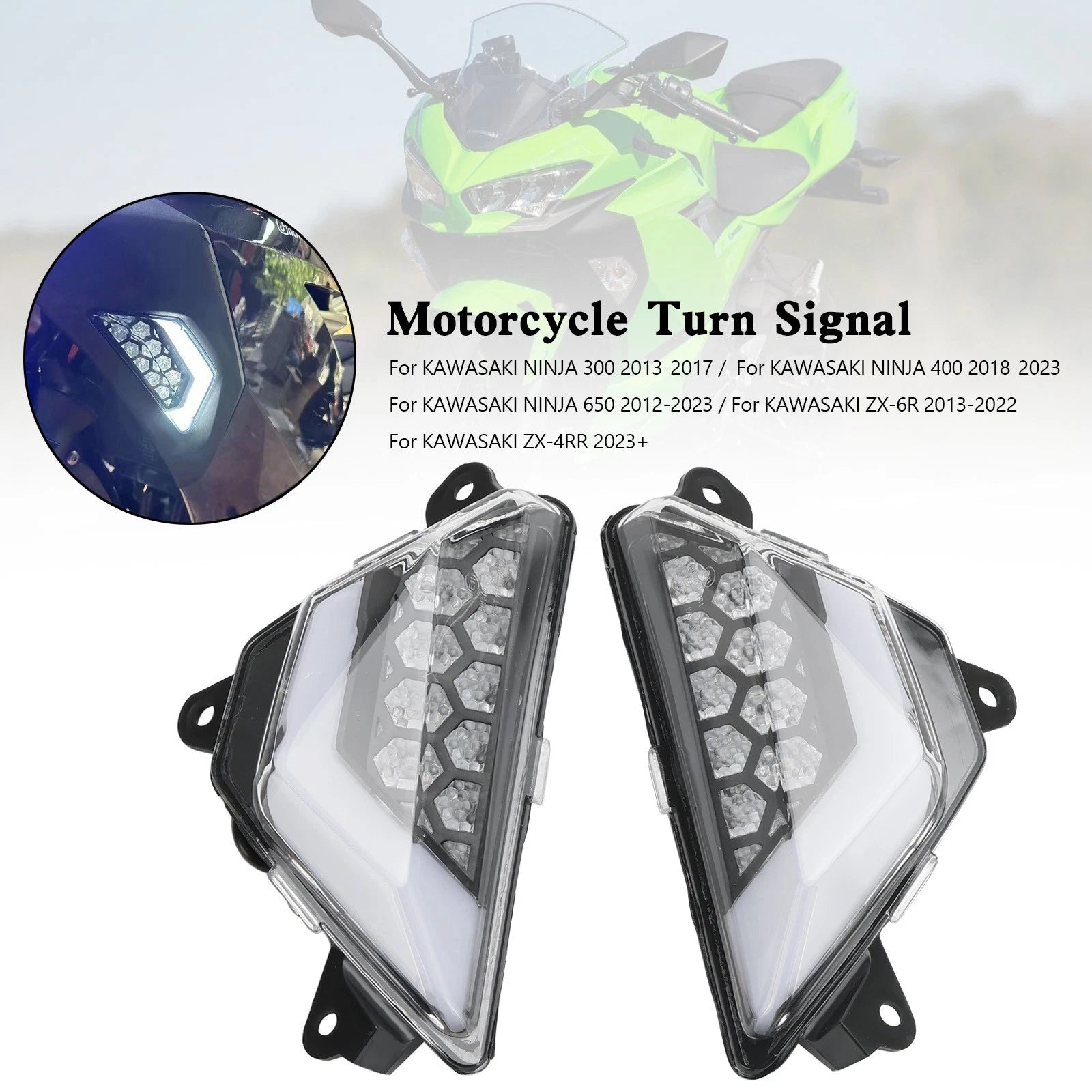 LED Front Turn Signal Light for Kawasaki Ninja 300/400/650 ZX-6R/ZX-4RR (2013–Present)