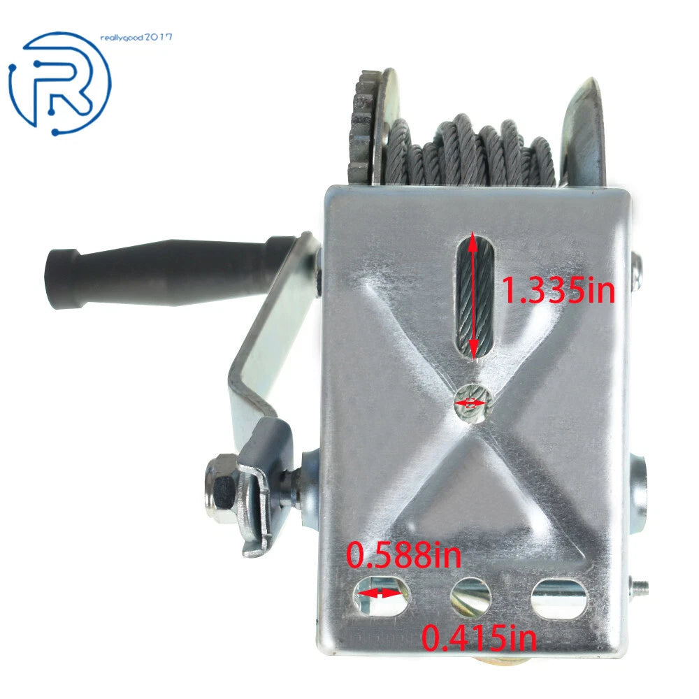 Heavy Duty Crank Winch 1500lbs with 32FT Wire Rope for