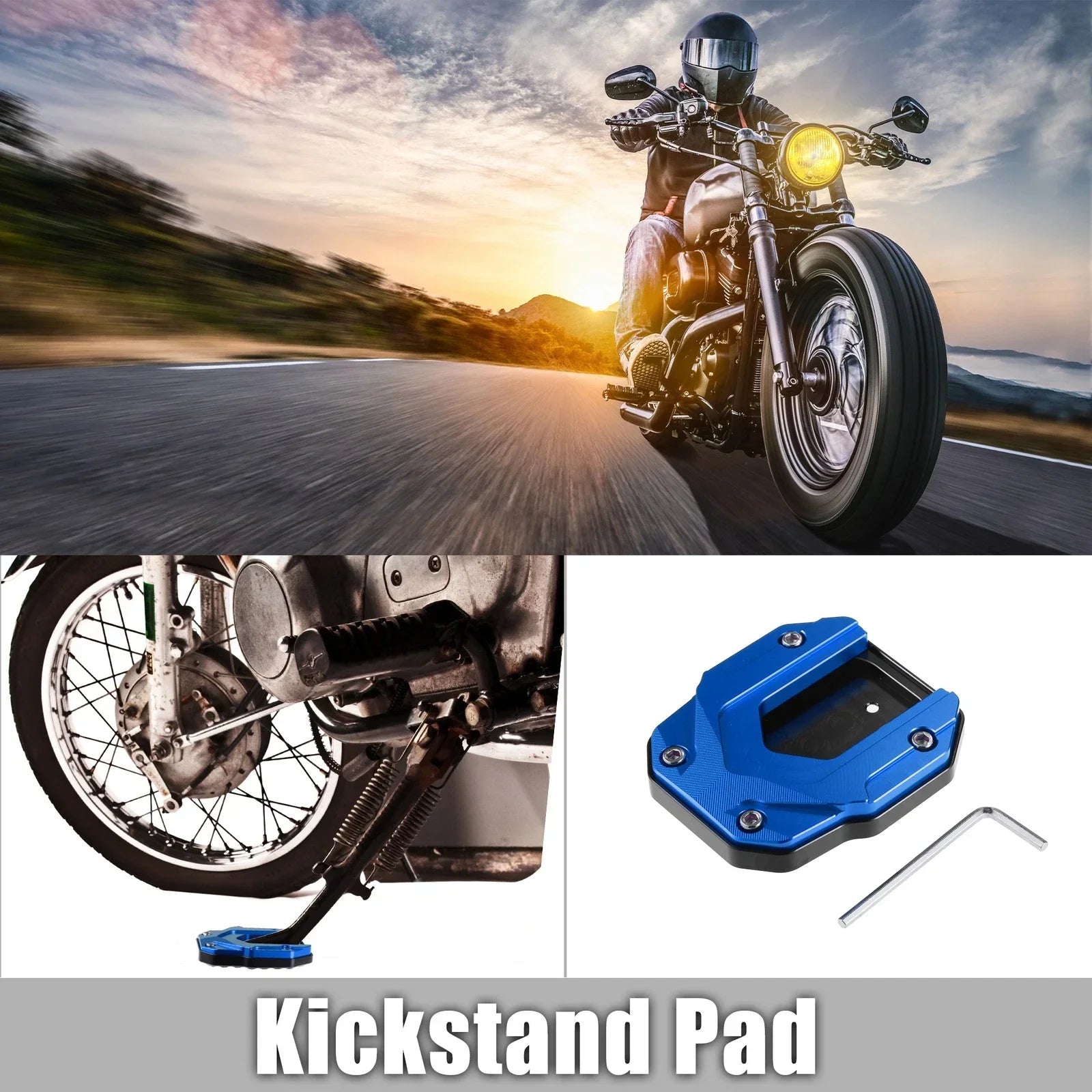 Aluminum Alloy Kickstand Plate Pad for BMW Blue