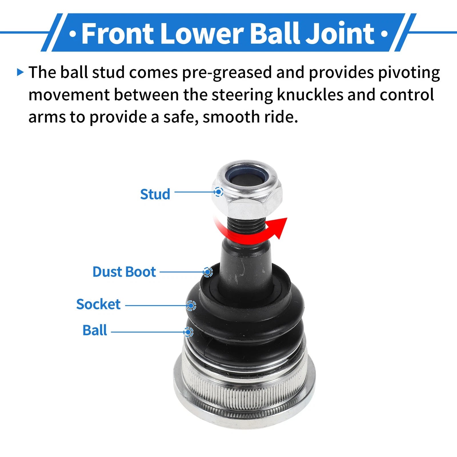 2 Pcs Front Lower Ball Joints for Hyundai Elantra (2011–2016) No.K500236/545303X000