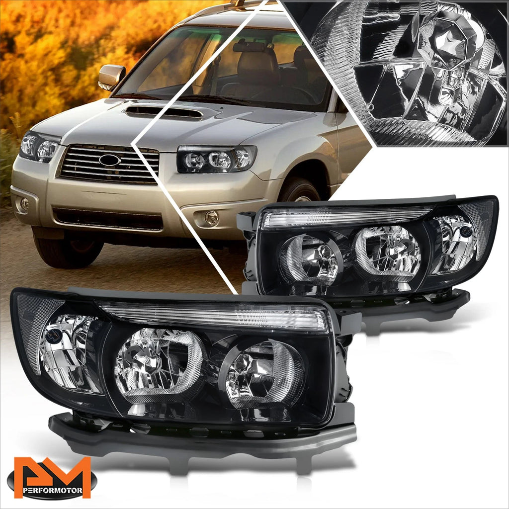Factory Style Black Housing Clear Side Headlights for Subaru Forester (2006–2008)