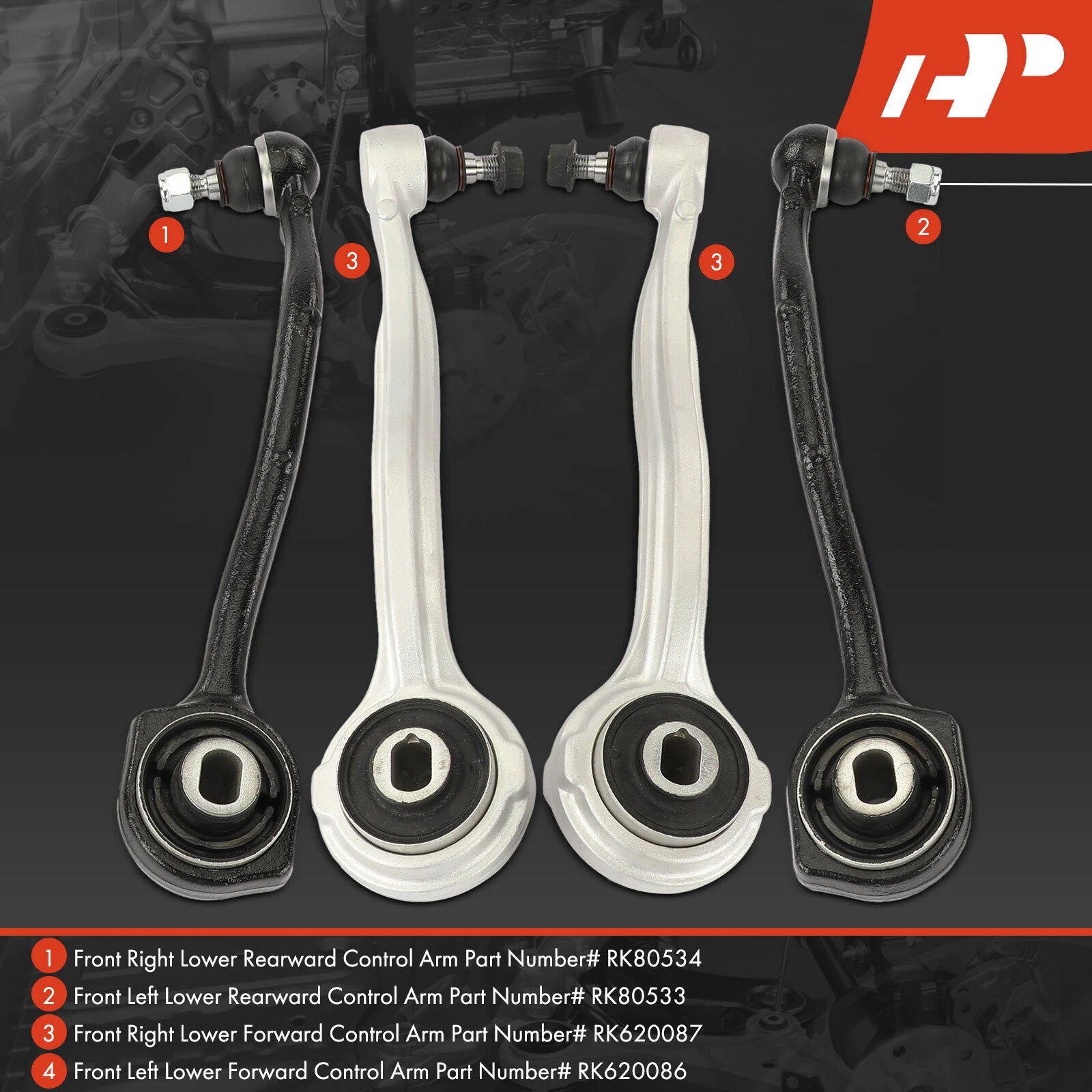 Set of 4 Front Control Arm Ball Joints for Mercedes-Benz C230 C280 (2002–2007)
