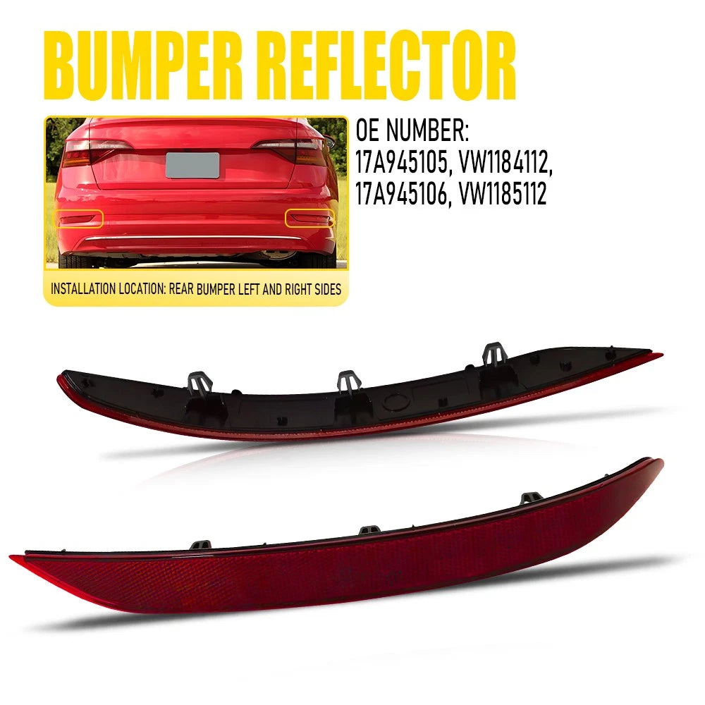 Pair of Rear Reflector Bumper Lights for Volkswagen Jetta (2019–2021)