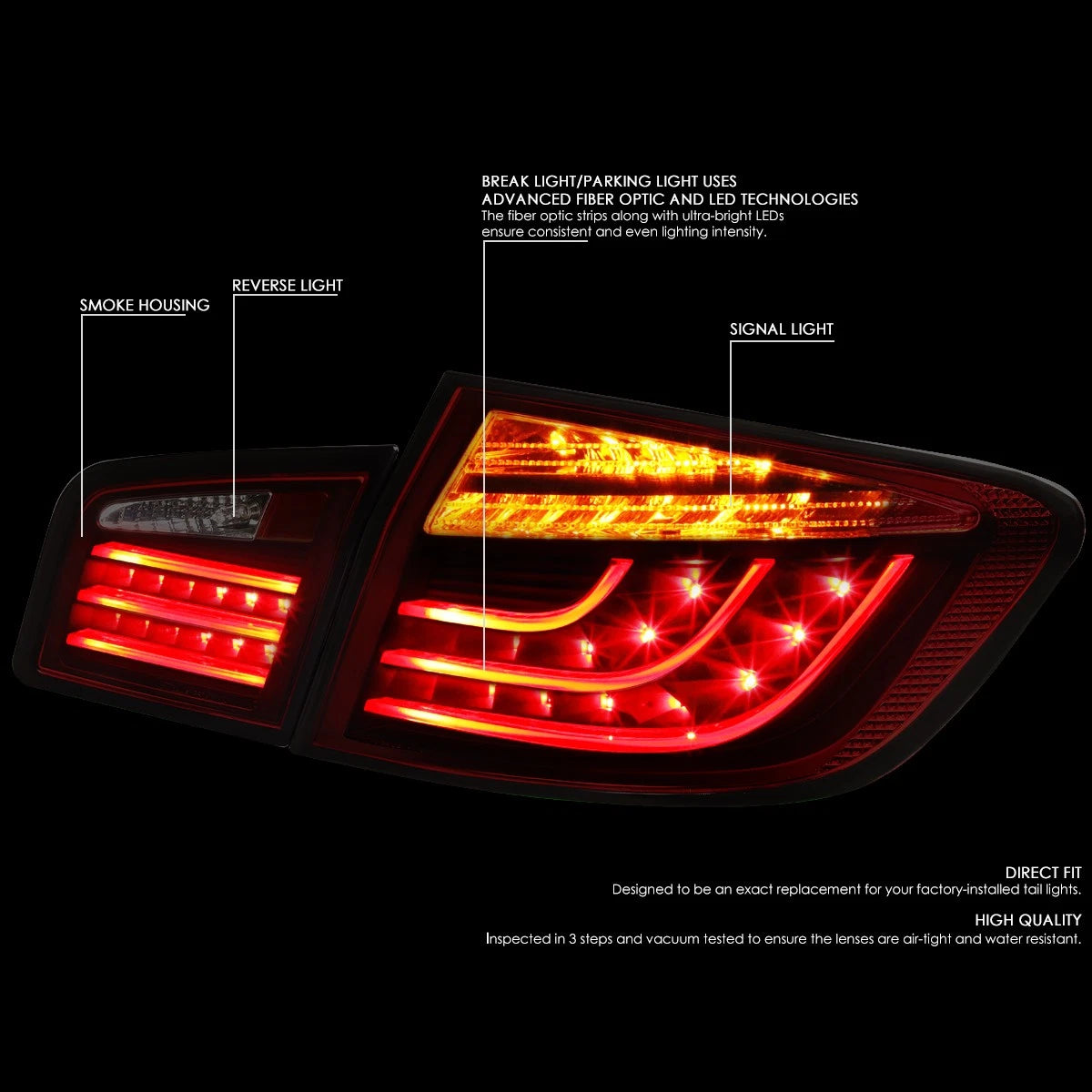 3D LED Tail Lights for BMW F10 528i 535i 550i Sedan (2011–2013)