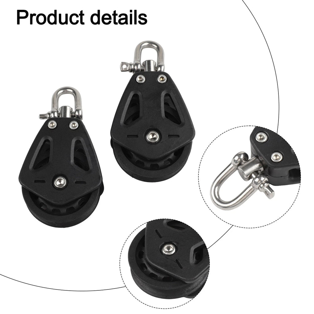 Set of 2 Rotating Nylon Pulley Blocks for Sailboats (Marine Accessories)