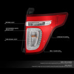 Right Side Chrome Red LED Taillight for Ford Explorer Police Interceptor (2011–2015)