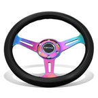 NRG 31cm Black Wood Grain Grip Steering Wheel for Universal Fit (All Years)