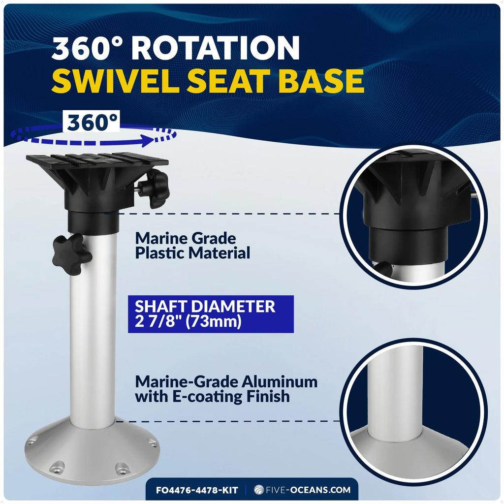 Adjustable Boat Seat Pedestal and Slide Set (19" to 25")