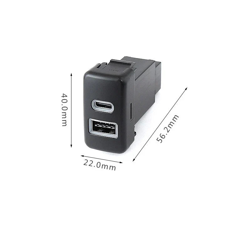 36W Dual Port TypeA/C USB Charger Socket Switch for Toyota Tacoma (2011–2020)