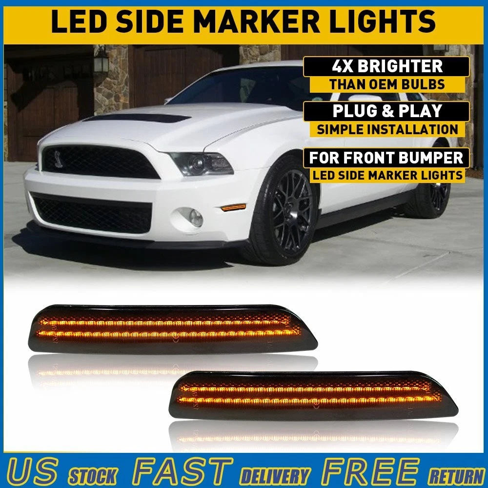 Smoke Side Marker Lights for Ford Mustang (2010–2014) Front Amber