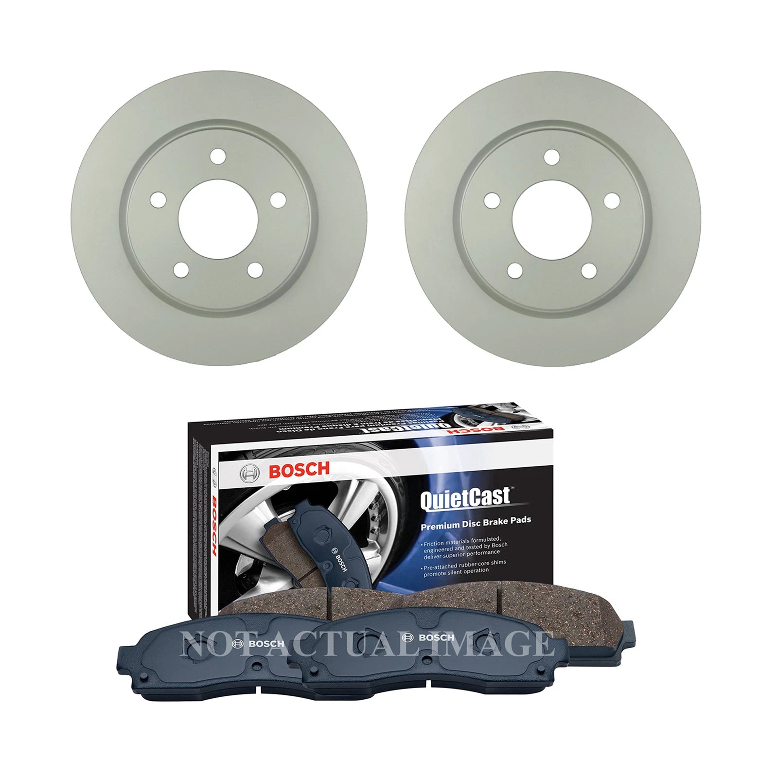 Set of 2 Bosch Rear Solid Rotors & Ceramic Brake Pads for Mazda 3 (2004–2009)