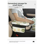 Armrest Cover for Women's Car - Plush Fleece Floral Style with Storage Pouch