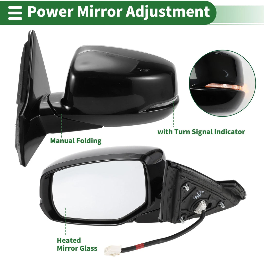 Left Side Door Mirror for Honda Accord (2013–2017) Manual Folding Gloss Black