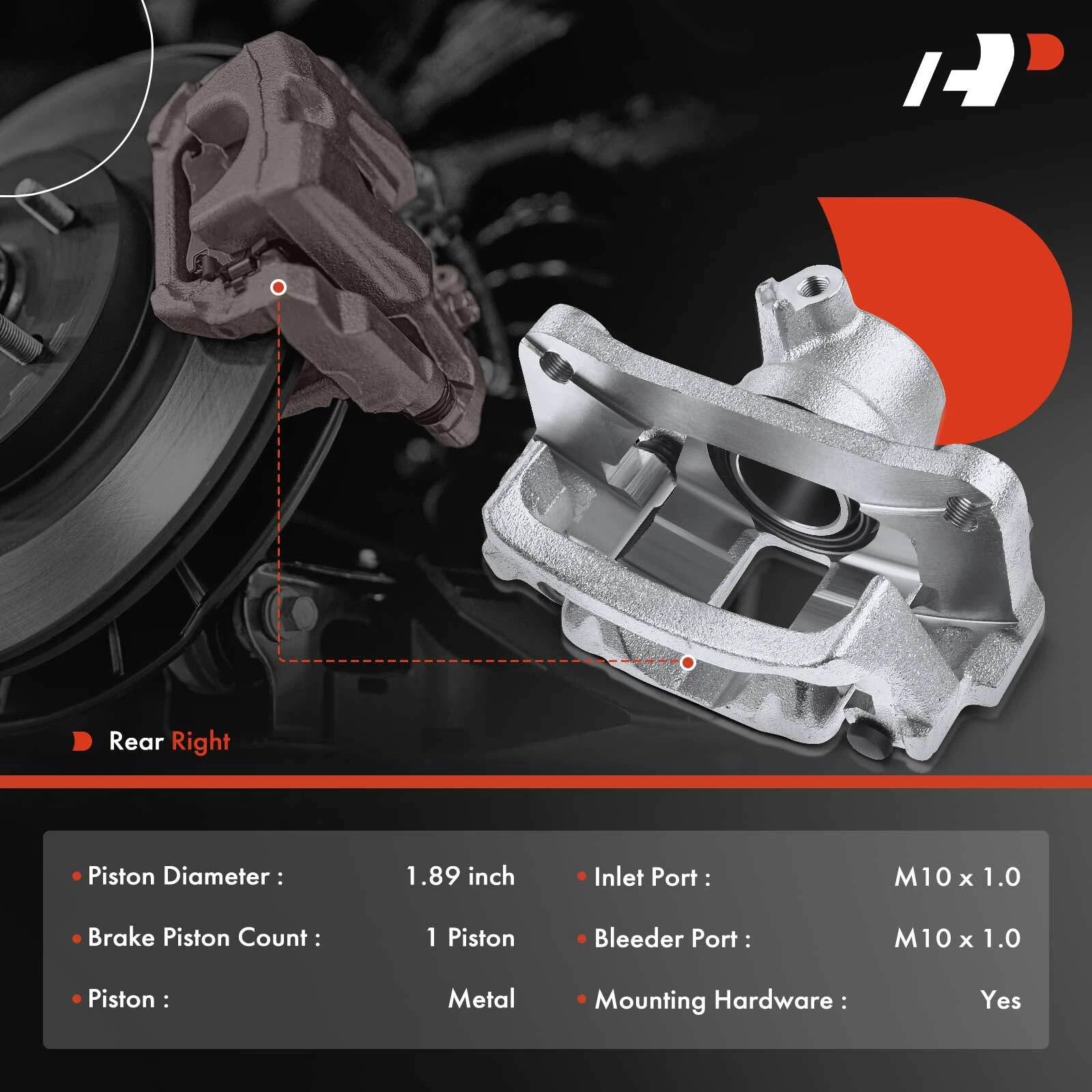 Disc Brake Caliper Rear Passenger Side for Toyota 4Runner Lexus GX460 (2010–2019)