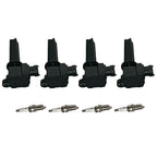 Set of 4 Ignition Coils & Iridium Spark Plugs for Saab 9-3 (2004-2011)