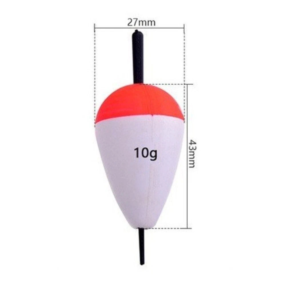 Set of 10 Foam Fishing Floats Various Sizes 2.7x1.7cm to 5.9x4.9cm