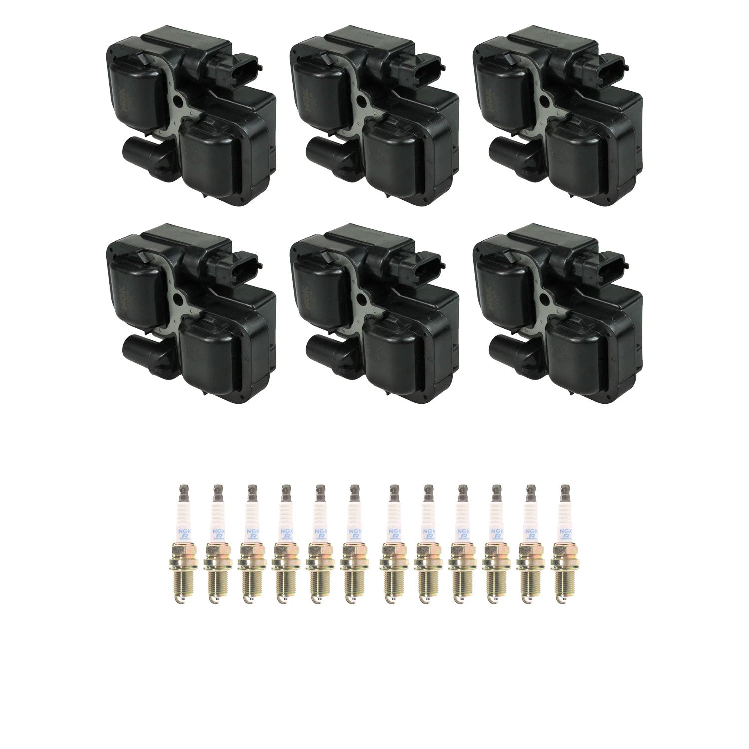 NGK DIS 6 Ignition Coil & 12 Spark Plugs Kit for C32 AMG, SLK32 AMG (2001–2004)