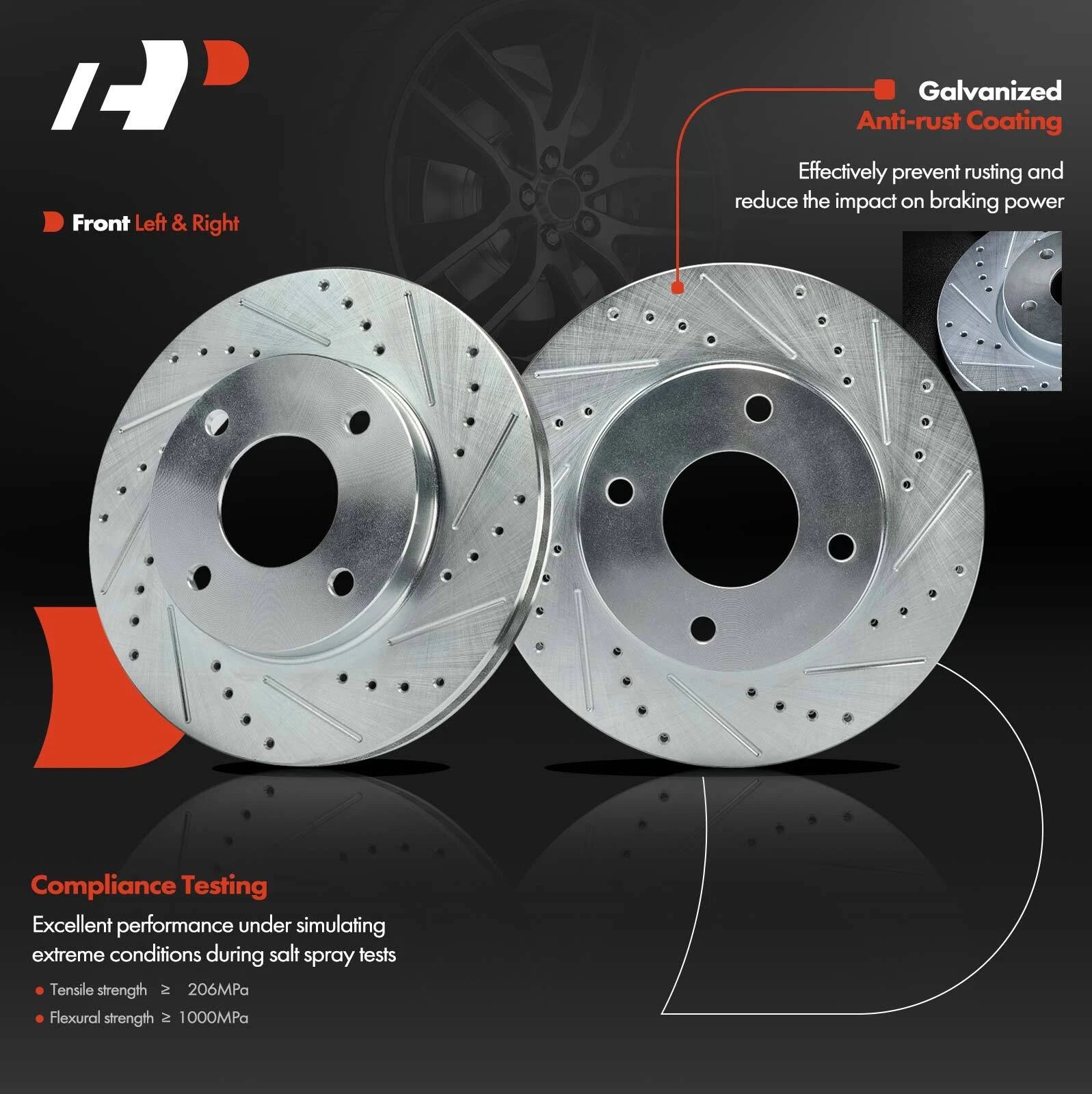 Front Drilled Brake Rotors for Nissan Versa (2009-2011)