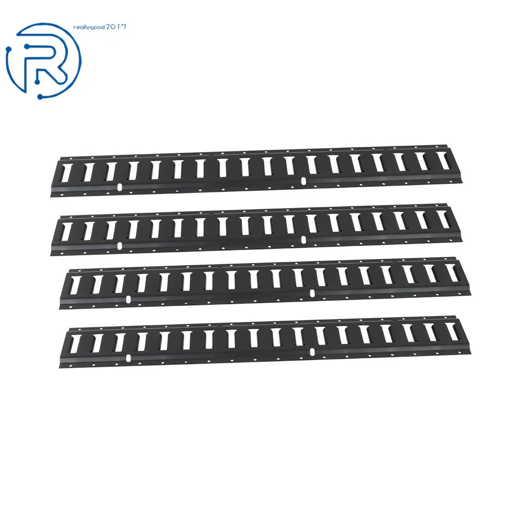 Set of 4 E Track Tie Down Rails for Garages Vans Trailers (3') Black