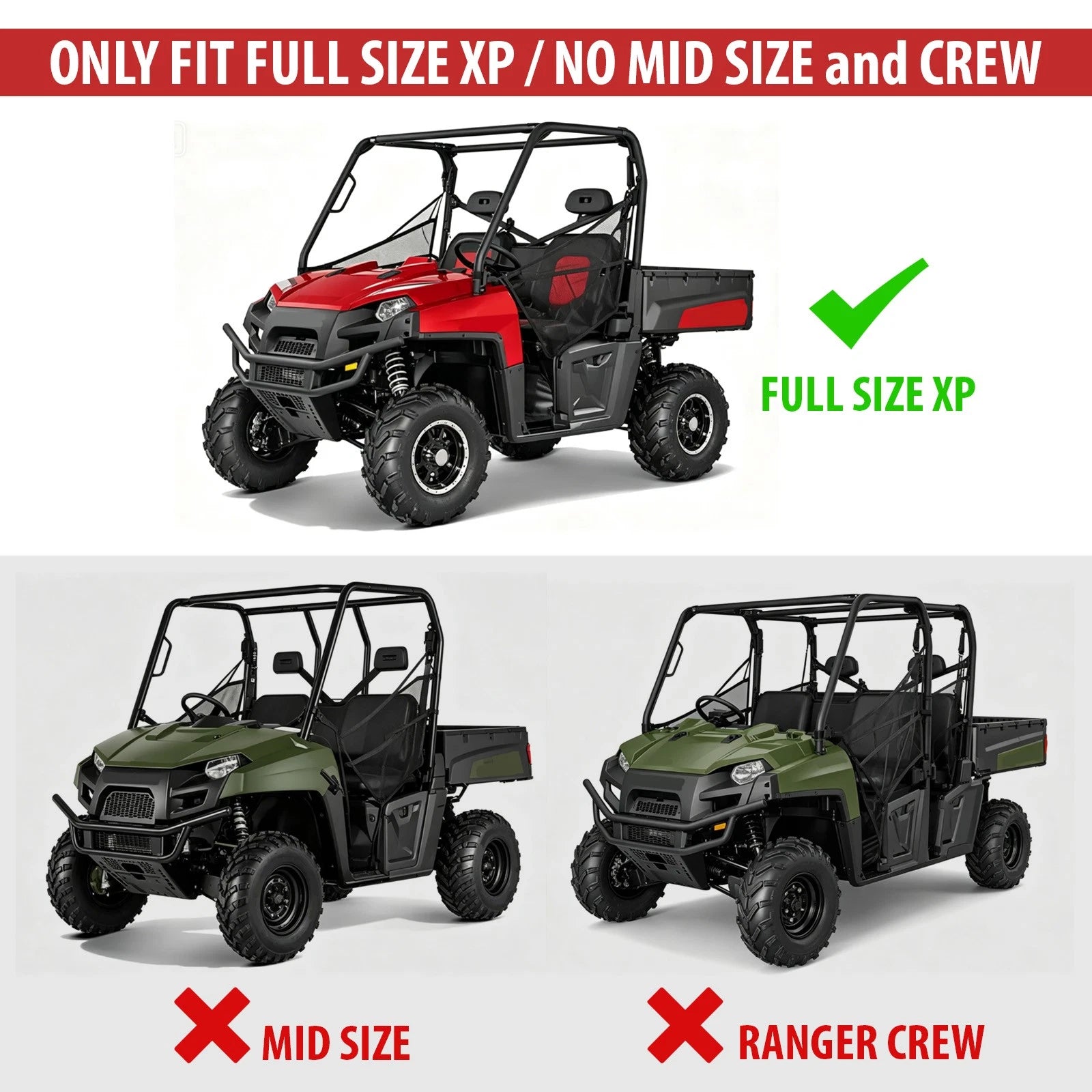 Black ABS Hard Top Roof for Polaris Ranger XP 800 (2009–2014)