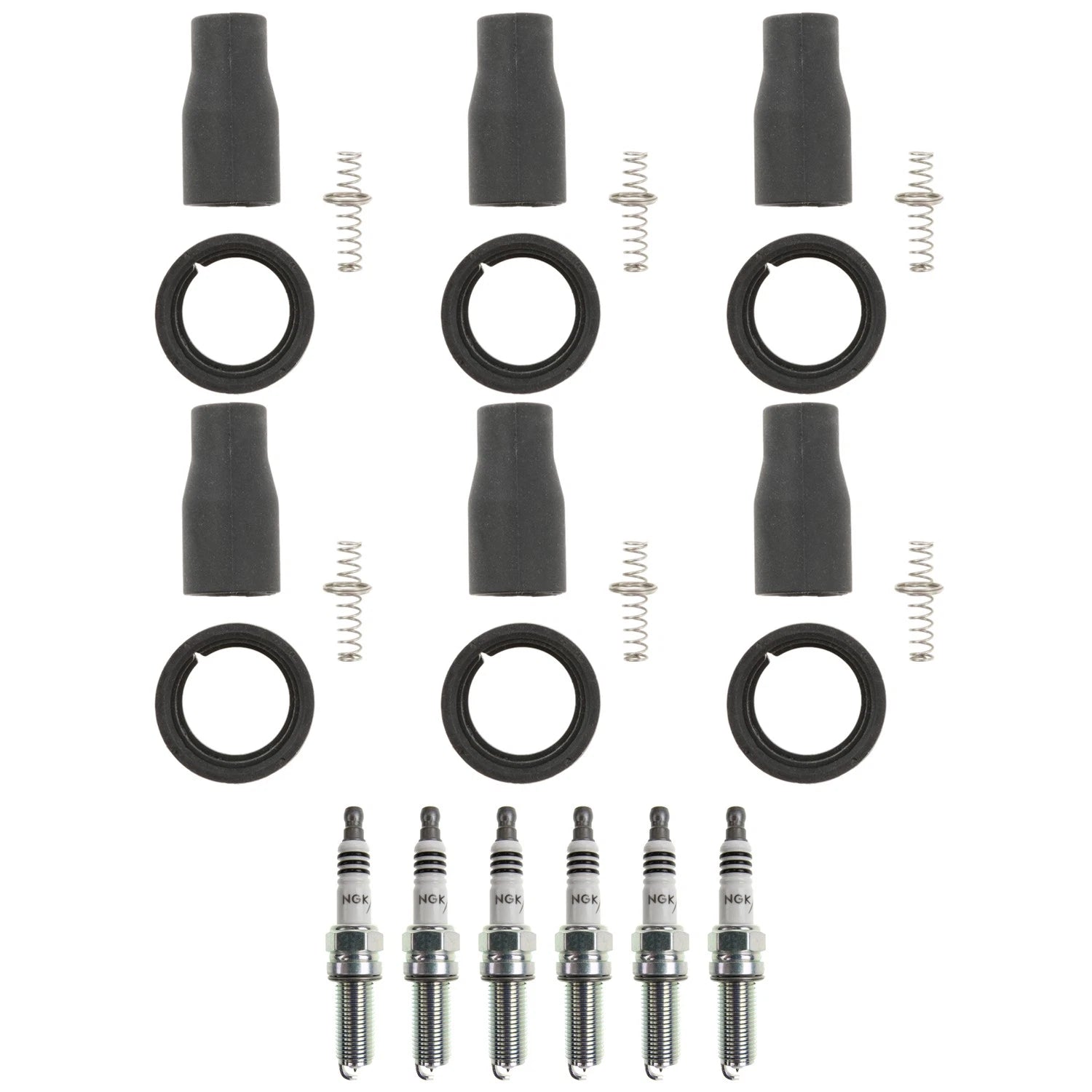 Set of 6 NGK Iridium IX Spark Plugs & Coil Boots for Azera Cadenza Sedona (2011–2017)