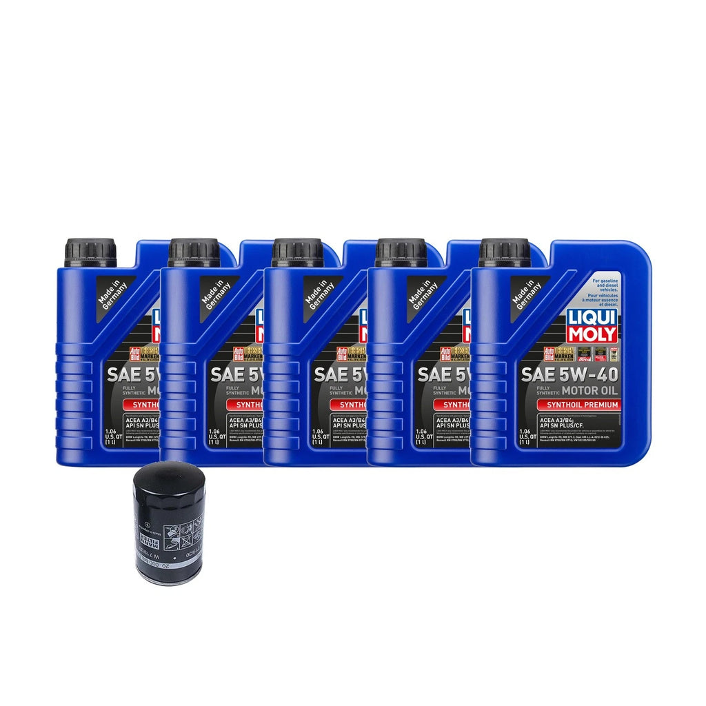 5L Liqui Moly Synthoil Premium SAE 5W-40 Oil Change Kit for Audi 1.8/2.0L (2000–2023)