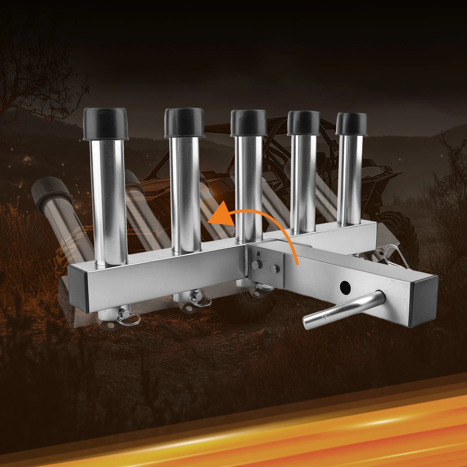 Adjustable Fishing Pole Rack for 2" Hitch Receiver (5 Rods)