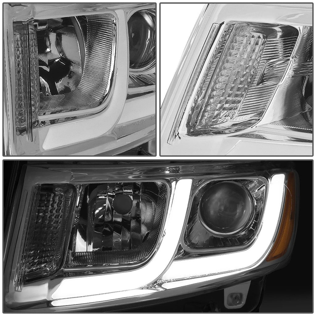 Pair of LED Chrome Amber Projector Headlights for Grand Cherokee (2014–2016)