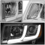 Pair of LED Chrome Amber Projector Headlights for Grand Cherokee (2014–2016)