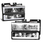 C-Shape LED DRL Headlight & Bumper Turn Signal Lamps for Chevy GMC C/K (1988–2000)
