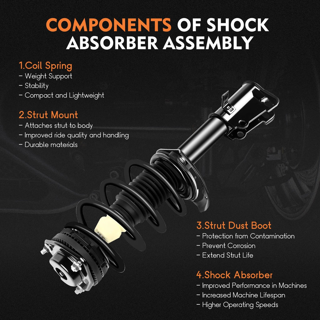 2Pcs Complete Struts Shocks Springs & Mount for Chrysler Sebring (2007–2010)