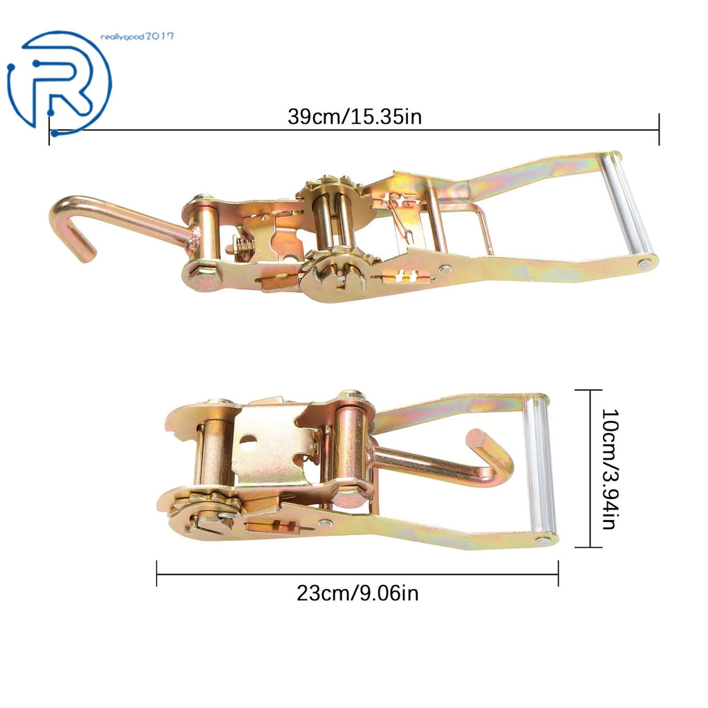 Set of 4 Ratchet Tie Downs 2" WLL 1000lbs with Steel J-Hook for Trailer
