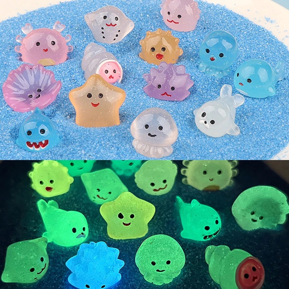 Set of 50 Mini Resin Luminous Sea Creature Figurines