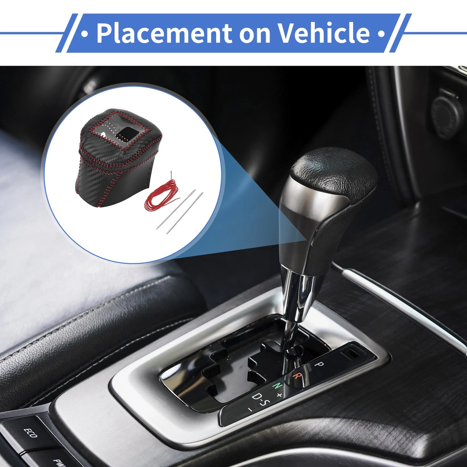 Gear Shift Knob Cover for Nissan Rogue (2021–2024) Black Carbon Fiber Red