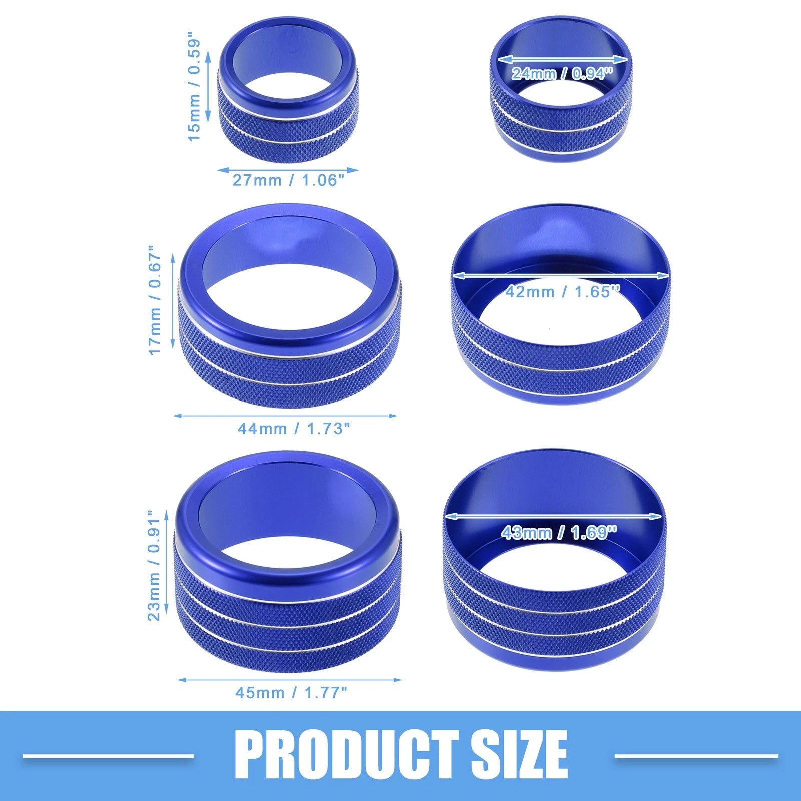 Set of 5 AC Volume 4WD Switch Knob Covers for Toyota Tundra (2014–2021) Blue
