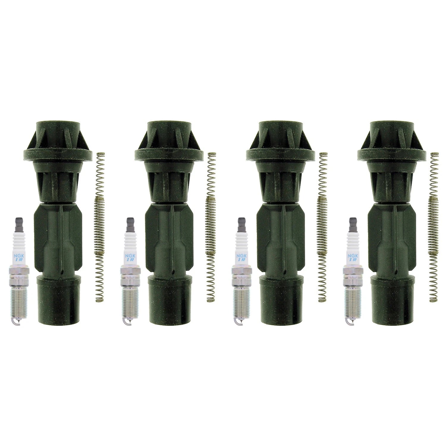 Set of 4 NGK Laser Iridium Spark Plugs & Coil Boots for Fusion Milan (L4)
