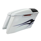 4" Saddlebag for Harley Touring (2014–Present) White Amethyst Black Licorice Flames