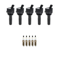 Set of 5 Ignition Coils & Spark Plugs for H3T L5 LLR (Hitachi, Denso)