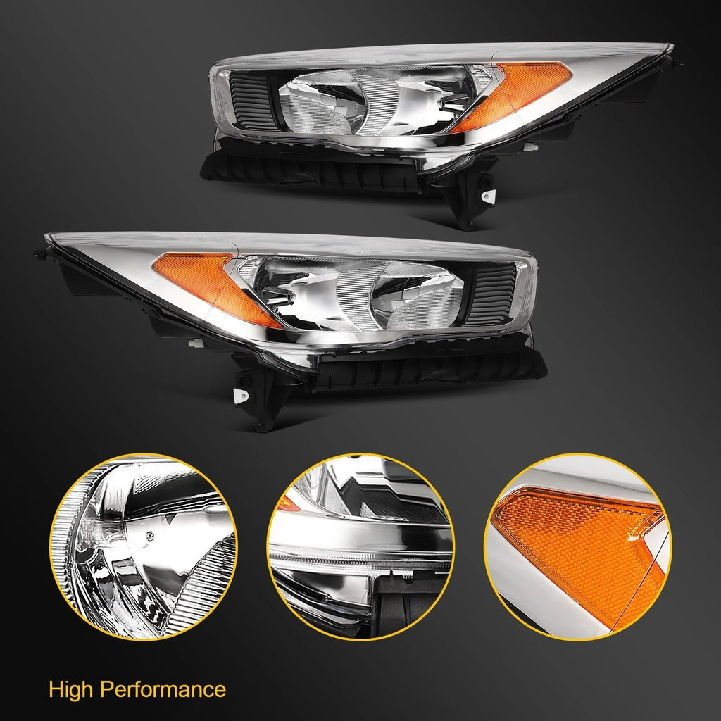 Headlights for Ford Escape (2017–2019) Chrome Amber Reflector Pair