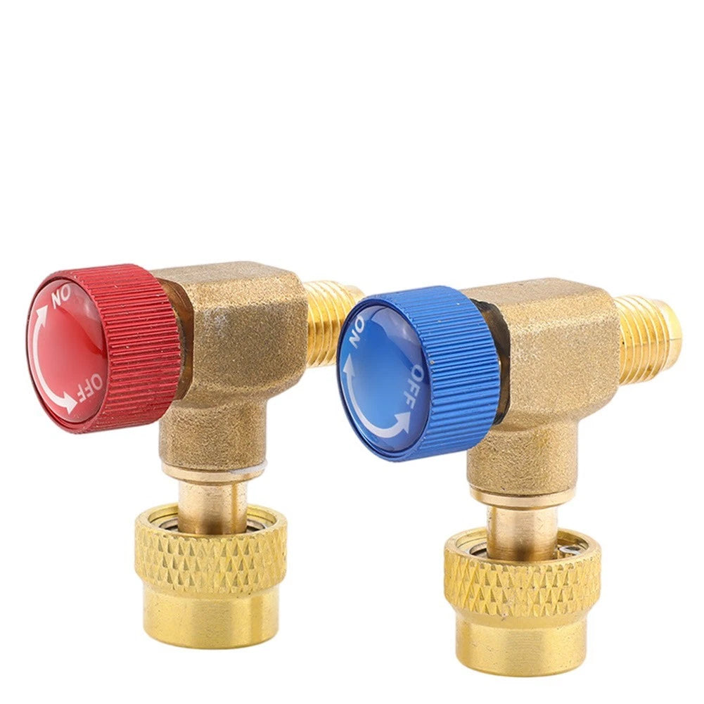 Set of 2 Brass Flow Control Valves for AC R410A R134A R22 R32 R407C