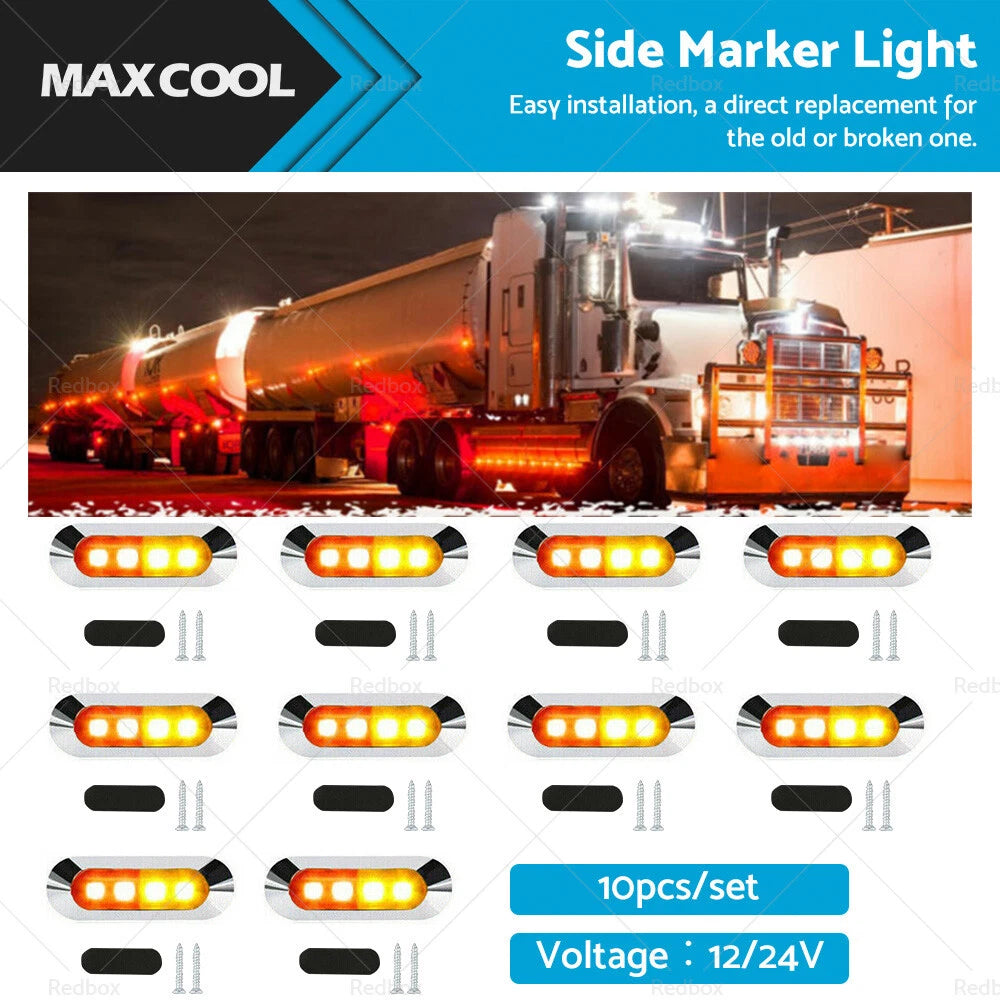 10x Amber Red Clearance Side Marker Lights for Truck Trailer Caravan