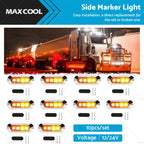 10x Amber Red Clearance Side Marker Lights for Truck Trailer Caravan