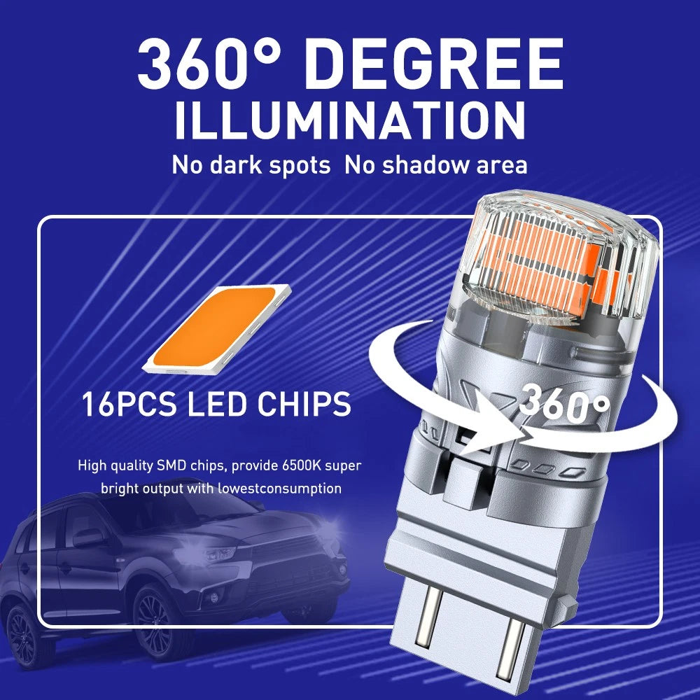 2X LED Turn Signal Light Bulbs for AutoOne 4157 3157 (CANBUS, Amber)