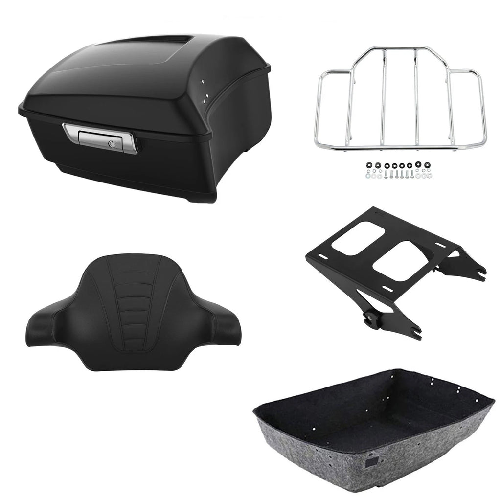 Matte King Tour Trunk Backrest Rack Mount for Harley Road Street Glide (2014–2026)