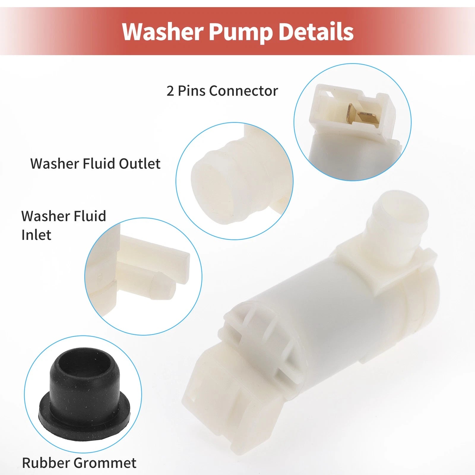 Windshield Washer Pump w/ Grommet for Isuzu (No. 2892050Y00)