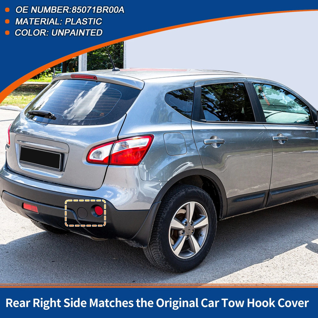 Rear Car Bumper Tow Hook Cover for Nissan Qashqai J10 (2007–2013) No.85071BR00A Unpainted